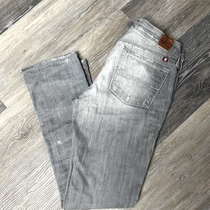 Lucky Brand, low rise, straight leg, grey washed finish, Size 2